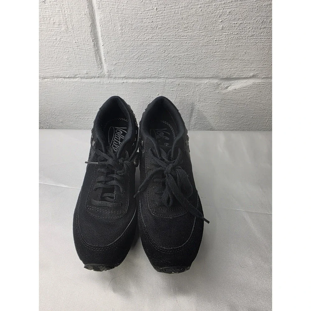 Volatile Expulsion Y2K Shoes Women's 7.5 Black Suede Studded Platform Sneakers‎